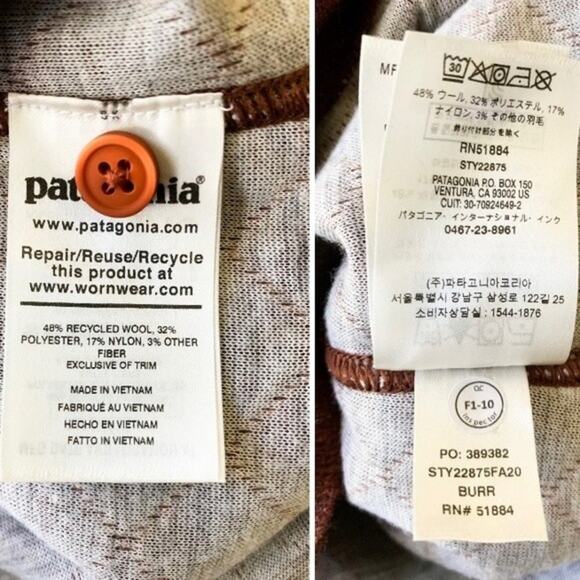 Patagonia Women's Wool Blend Diamond Quilt Henley Burnished Red Size XS - Picture 10 of 10